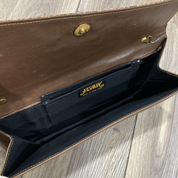 JASMIN VTG Snakeskin Brown Leather Snap Clutch - Picture 7 of 11